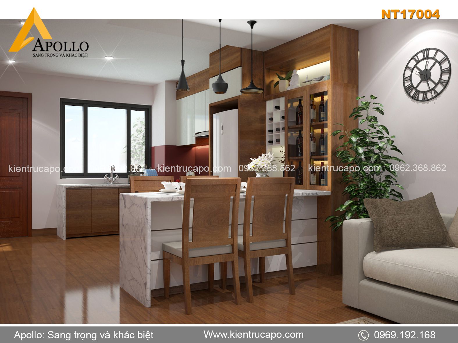 Thiết kế Nội thất căn hộ hiện đại tinh tế cho gia chủ ( NT17004 )